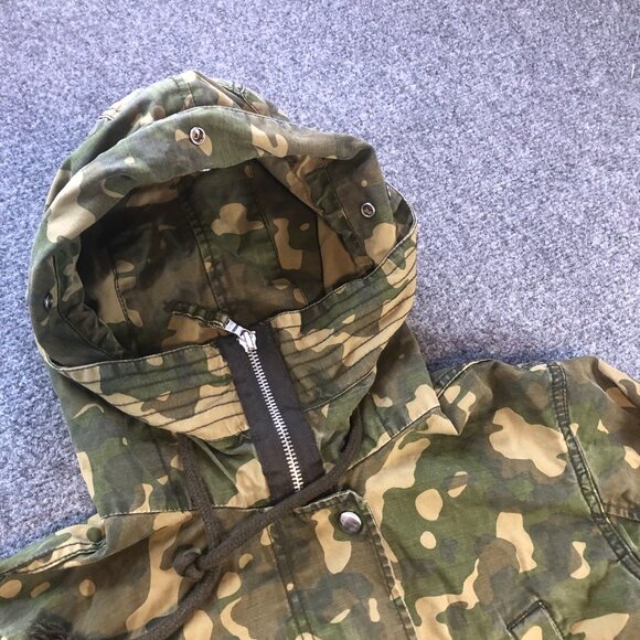 GAP Jacket Mens Extra Small Camouflage Flap Pockets Goth Steampunk Y2K Zip - Picture 2 of 7